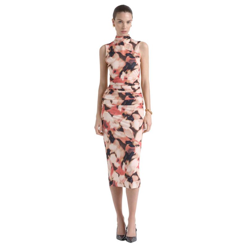 Cue Romantic Floral Ruched Midi Dress image number 0